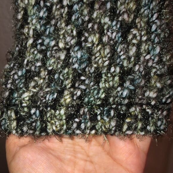 Tweeds M Wool Blend Olive Green Teal Gray White Boucle Chunky Knit Cardigan - Picture 15 of 15